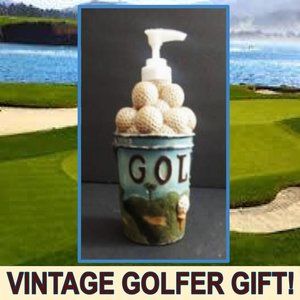 Vintage Golf Bucket Sculpted Stoneware Dispenser